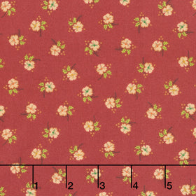 Flower Pot Prints - Daisy Blossoms Red Yardage