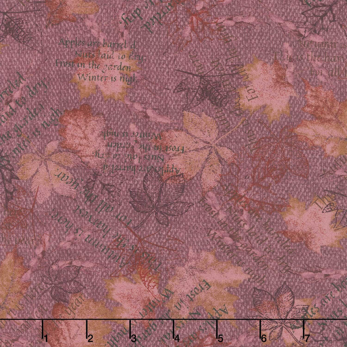 Bountiful Blessings - Mixed Media Leaves Purple Yardage