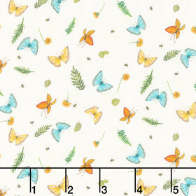 Happy Campers - Butterflies Light Yellow Yardage