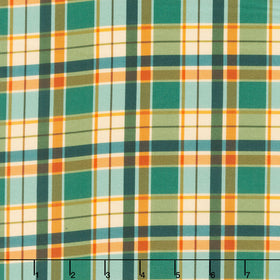Happy Campers - Plaid Teal Multi Yardage