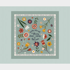 Love Bugs - Flower Blooms Blue Panel