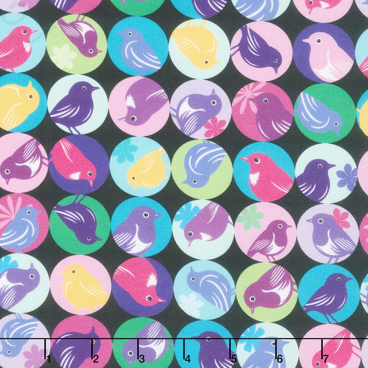Flock Together - Circle Birds Jewel Yardage