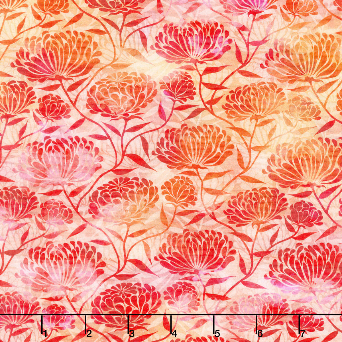 Felicity - Chrysanthemums Red Yardage