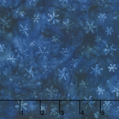 Snowfall Batiks - Snowflakes Blue Storm Yardage