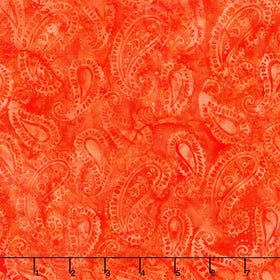 Paisley Pop Batiks - Paisley Orange Pumpkin Yardage