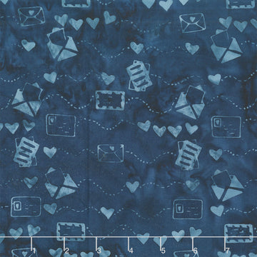 Missing You Batiks - Air Mail Love Blue Navy Yardage