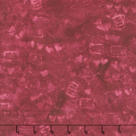 Missing You Batiks - Air Mail Love Red Burgundy Yardage