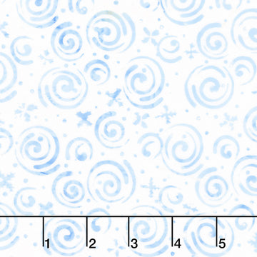 Frosted Wishes Batiks - Snowflakes and Swirls White Yardage