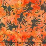 Boo Bash Batiks - Witches Moons Stars Orange Marmalade Yardage