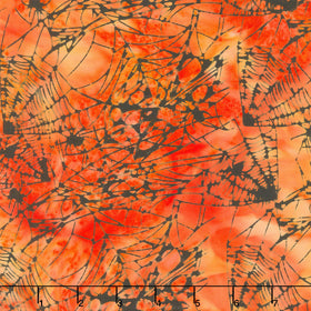 Boo Bash Batiks - Spiders and Webs Orange Tiger Yardage