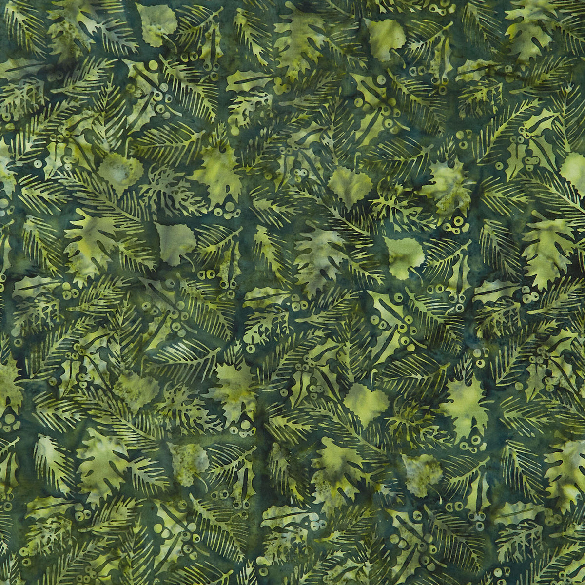 Autumn's Embrace Batiks - Hollyberries Fern Yardage