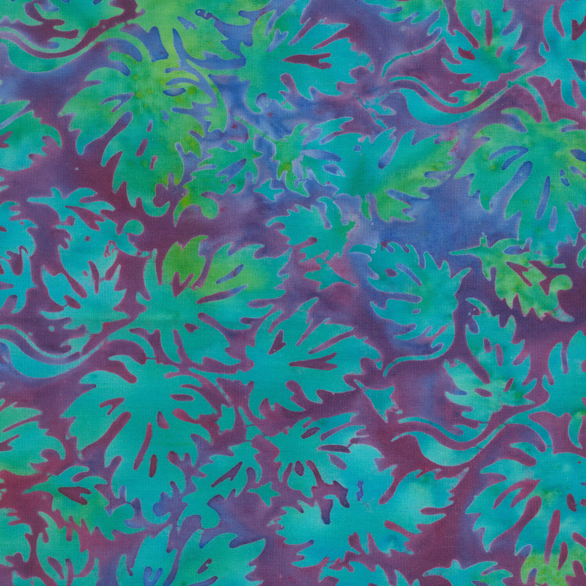 Springtime Bouquet Batiks - Condensed Leaves Multi Blue Purple Yardage