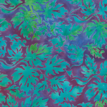 Springtime Bouquet Batiks - Condensed Leaves Multi Blue Purple Yardage