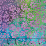 Springtime Bouquet Batiks - Small Flowers and Leaves Turquoise Green Yardage