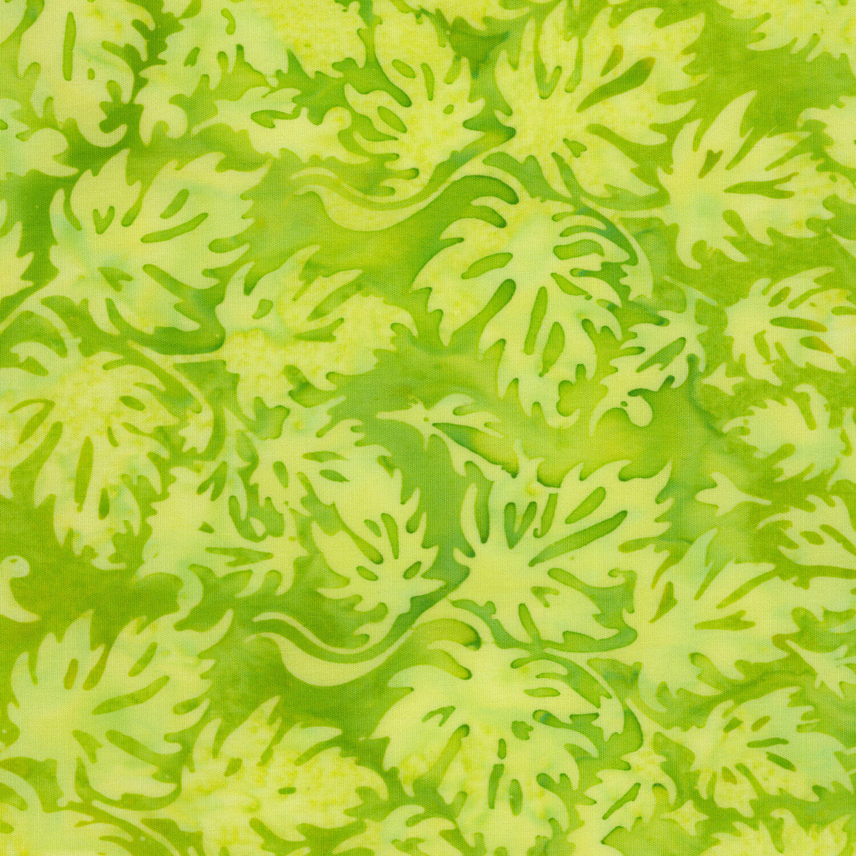 Springtime Bouquet Batiks - Condensed Leaves Green Lemon Lime Yardage