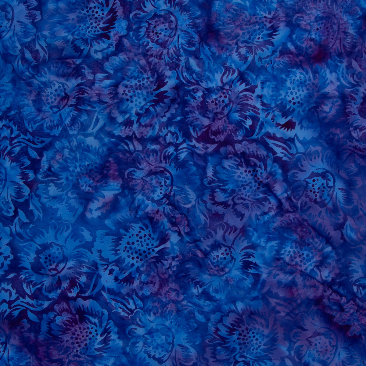 Springtime Bouquet Batiks - Large Floral Multi Blue Purple Yardage