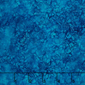 Springtime Bouquet Batiks - Medium Floral Blue Morning Glory Yardage
