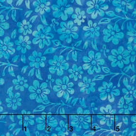 Springtime Bouquet Batiks - Small Flowers and Leaves Blue Wave Yardage