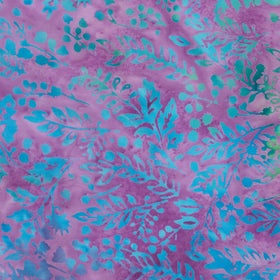 Springtime Bouquet Batiks - Vines Leaves and Berries Purple Lavender Yardage