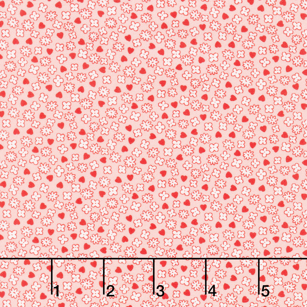 Aunt Grace Loves U - Hearts and Flowers Pink Yardage