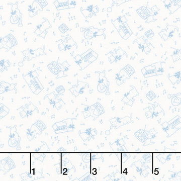 Aunt Grace Rock My Baby - Cat Blue Yardage
