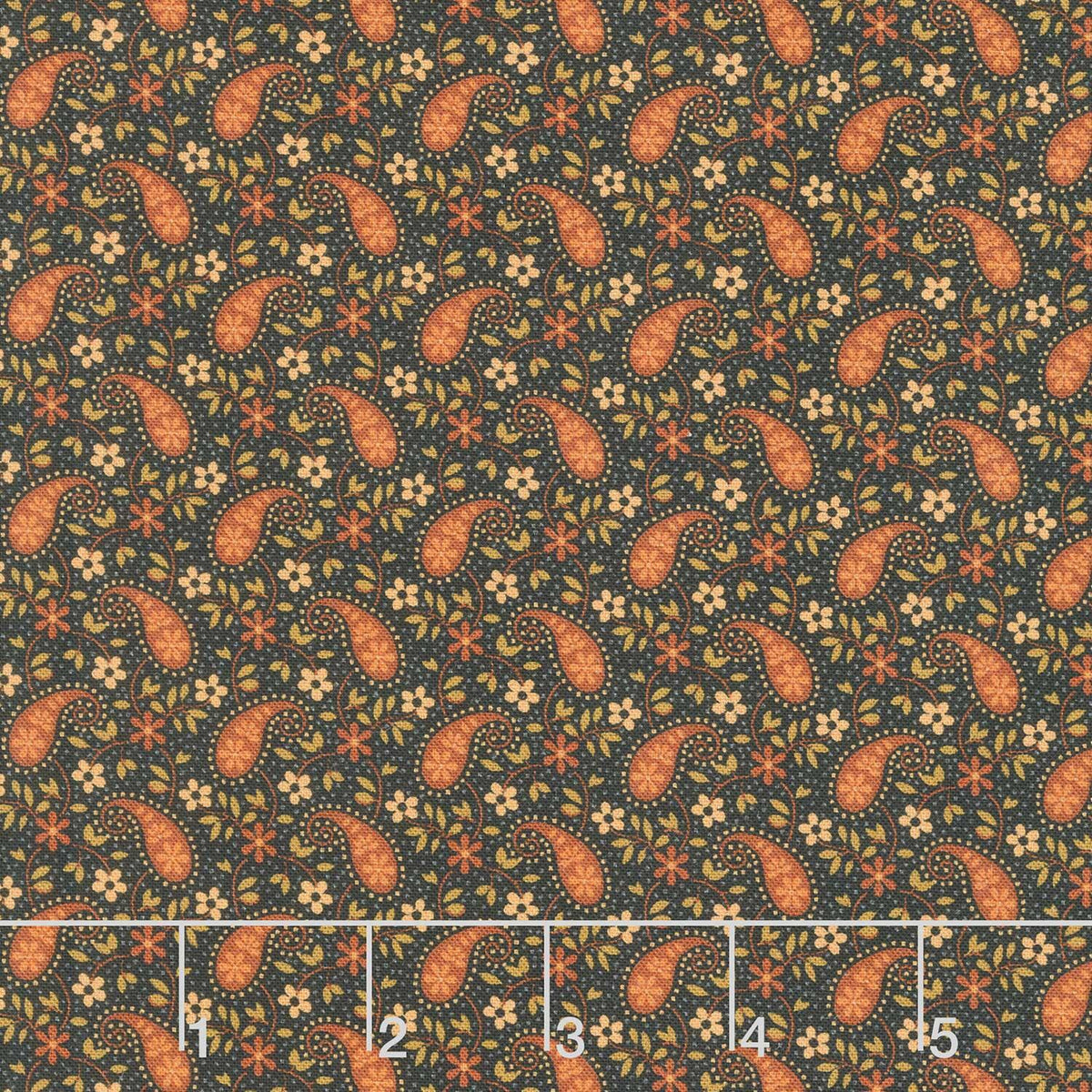 Midnight Cheddar - Paisley Parade Black Yardage