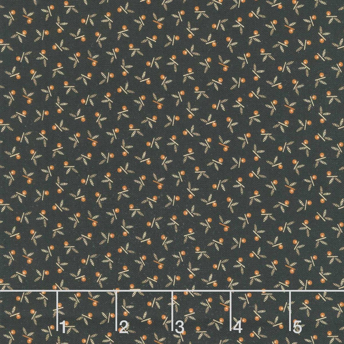 Midnight Cheddar - Dot Leaf Black Yardage