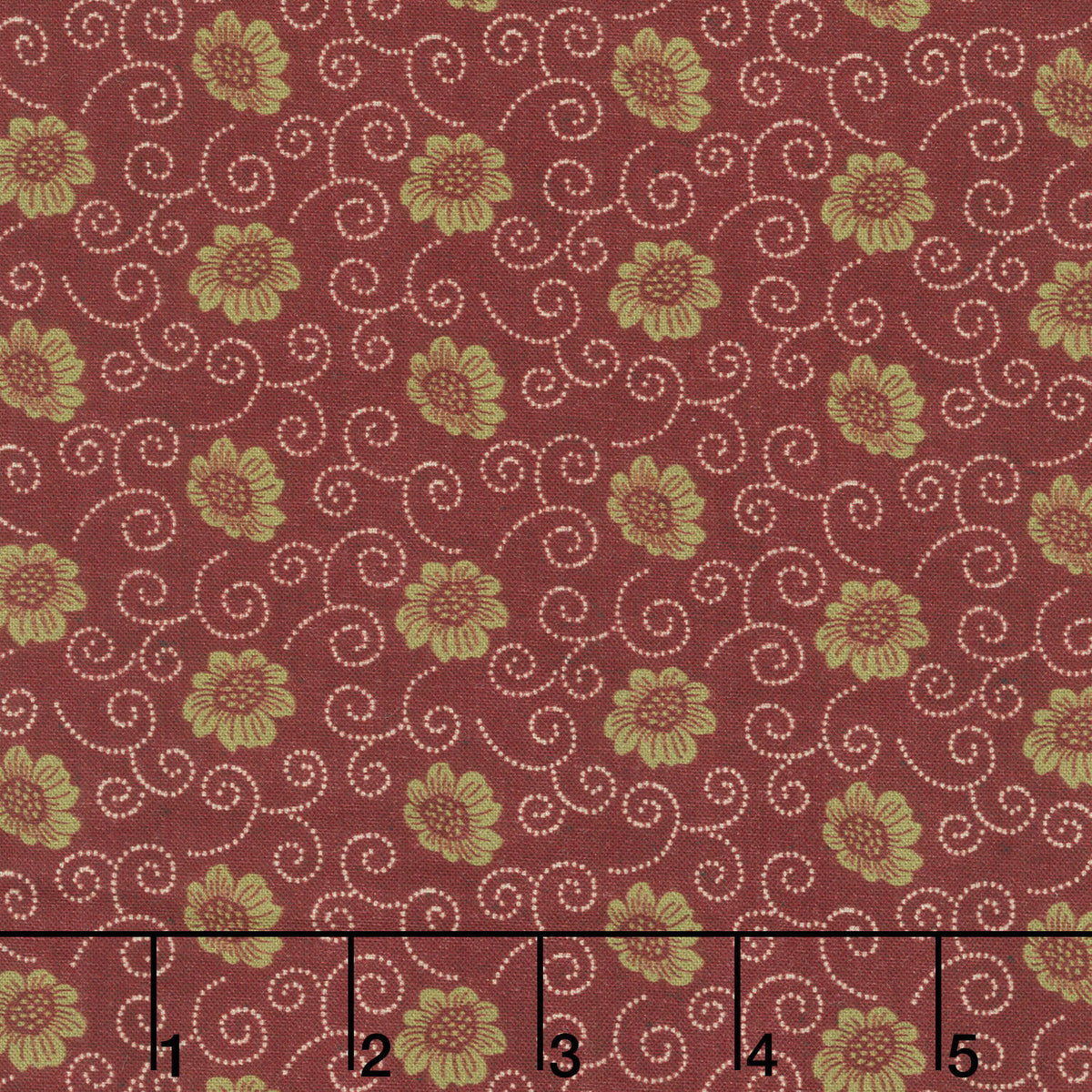 Oak Alley - Scroll Flower Red Yardage