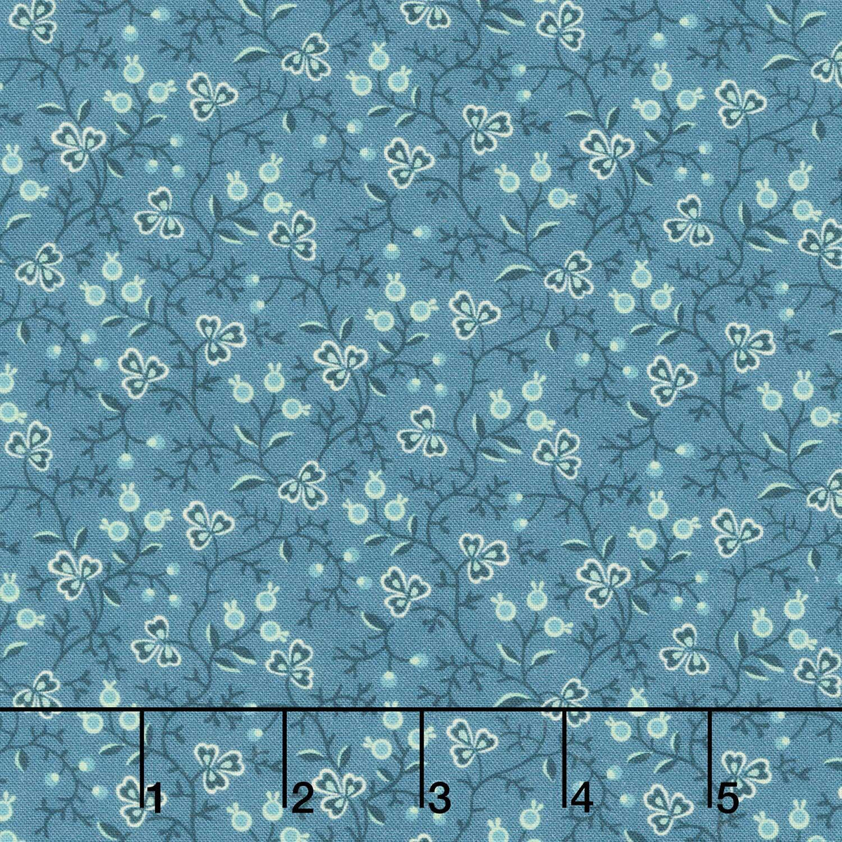 Blue Palisades - Roaming Vine Blue Yardage