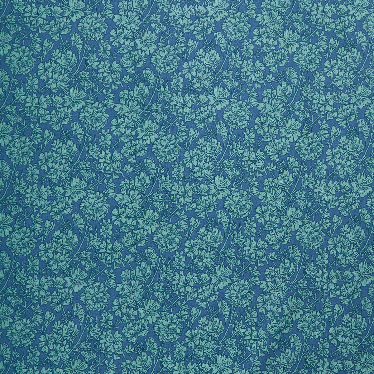 Cottage Flowers - Mallow Navy/Green Yardage