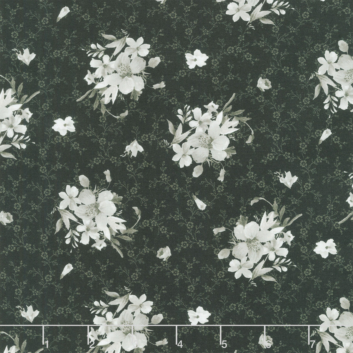 Moonlit Walk - Patterned Floral Black Yardage