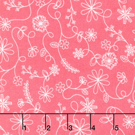 Kimberbell Basics Flannel - Swirl Floral Deep Pink Yardage