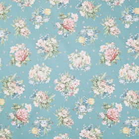 Terrace Blooms - Bouquets Blue Yardage