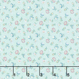 Terrace Blooms - Tossed Flowers Blue Yardage