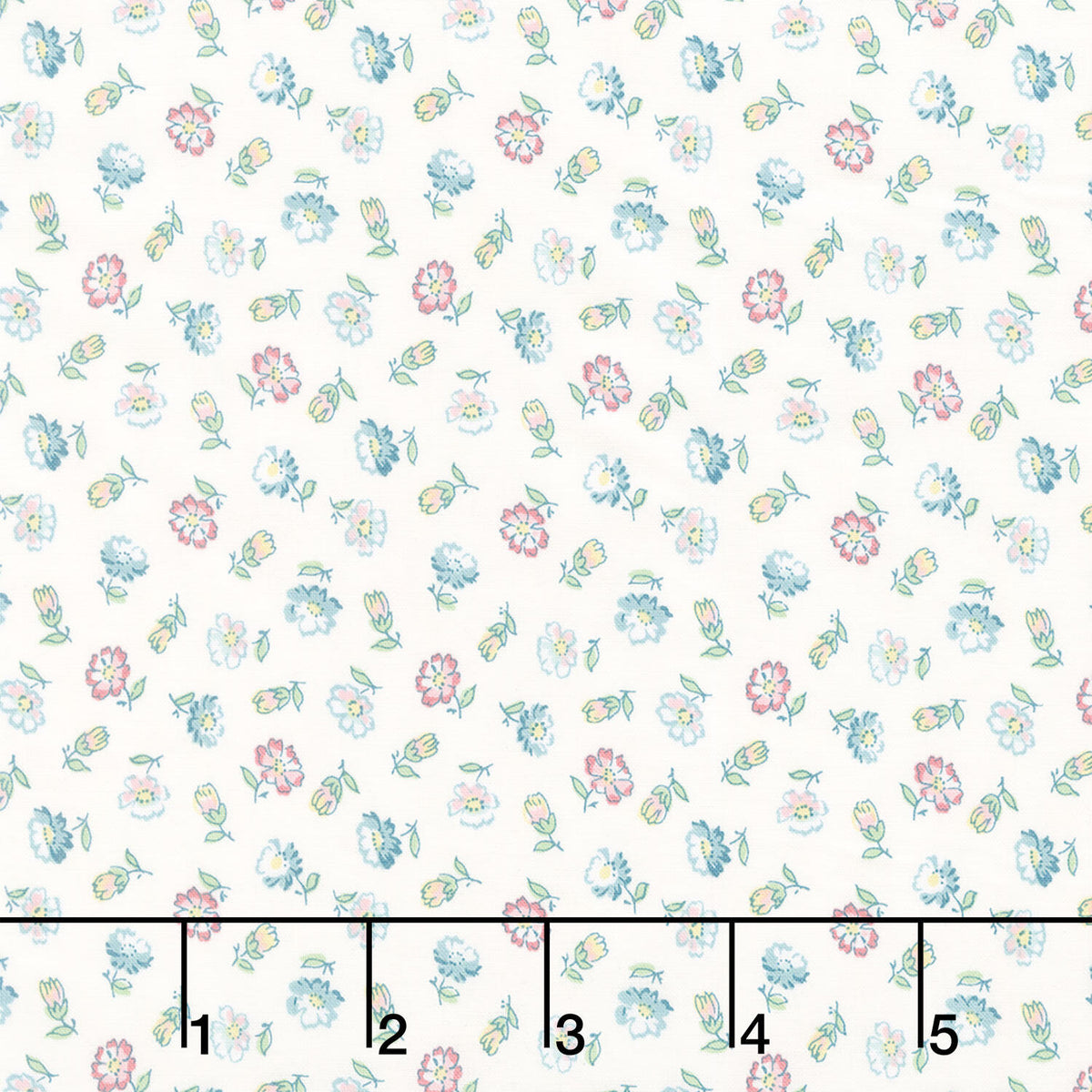 Terrace Blooms - Tossed Flowers White Yardage