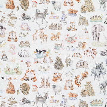 Together Is Better - Packed Animals Cream Yardage
