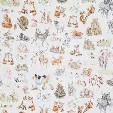 Together Is Better - Packed Animals Soft Grey Yardage