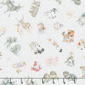 Together Is Better - Tossed Animals Soft Grey Yardage
