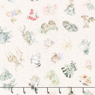 Together Is Better - Tossed Animals Pale Pink Yardage