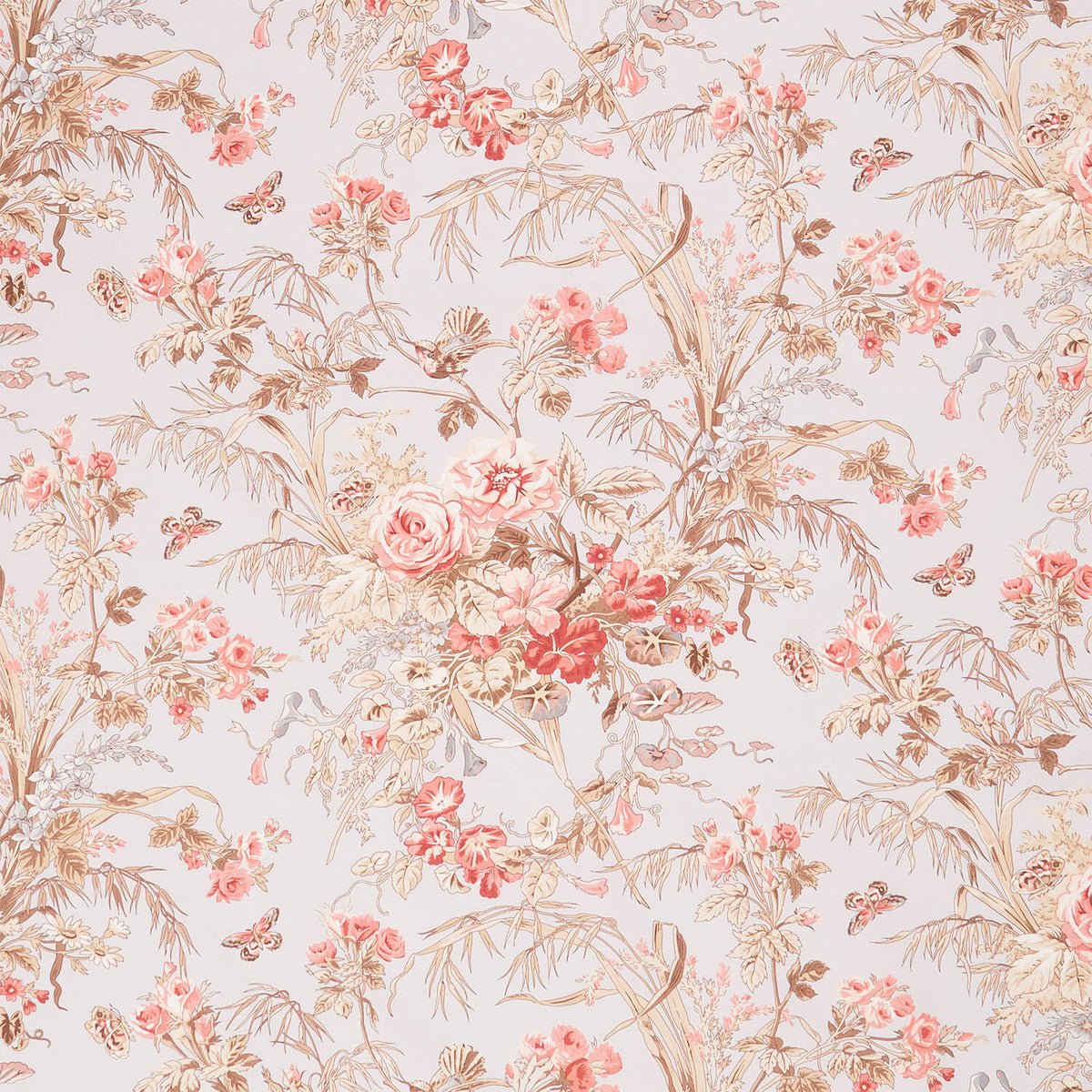 Meadow Blush - Focal Floral Blue Yardage