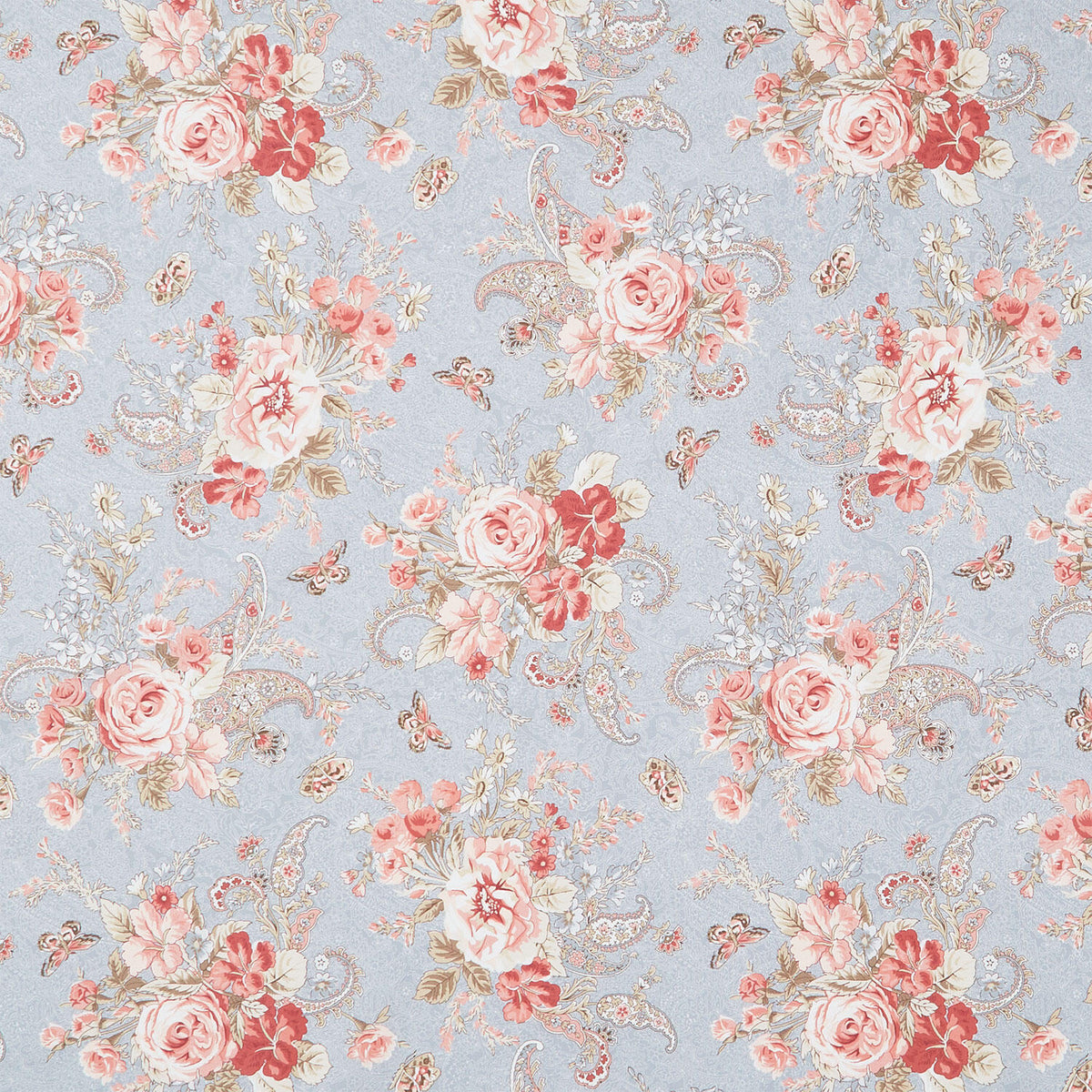 Meadow Blush - Bouquet Blue Yardage