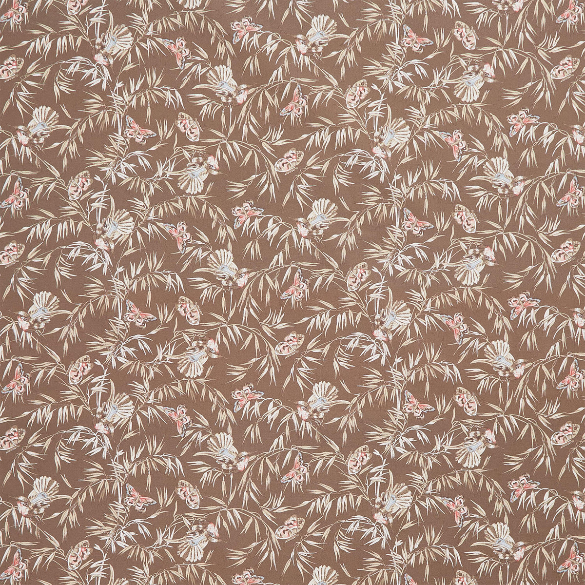 Meadow Blush - Birds and Butterflies Brown Yardage