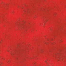 Christmastime - Snowmen Red Yardage