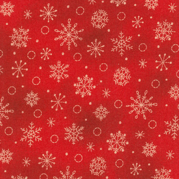 Christmastime - Snowflakes Red Yardage
