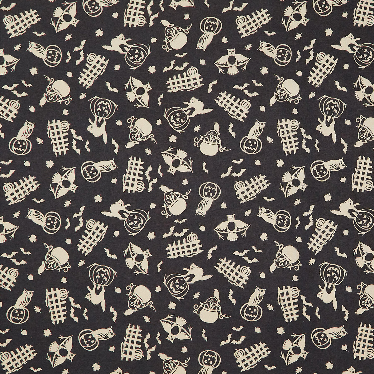 Pumpkin Grove - Spooky Fences Black Tan Yardage