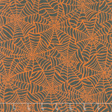 Pumpkin Grove - Spider Webs Black/Orange Yardage