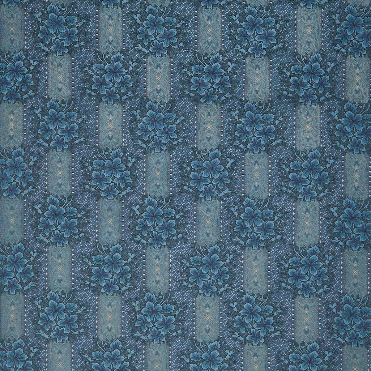 Midnight Bloom - Floral Stripe Navy Yardage
