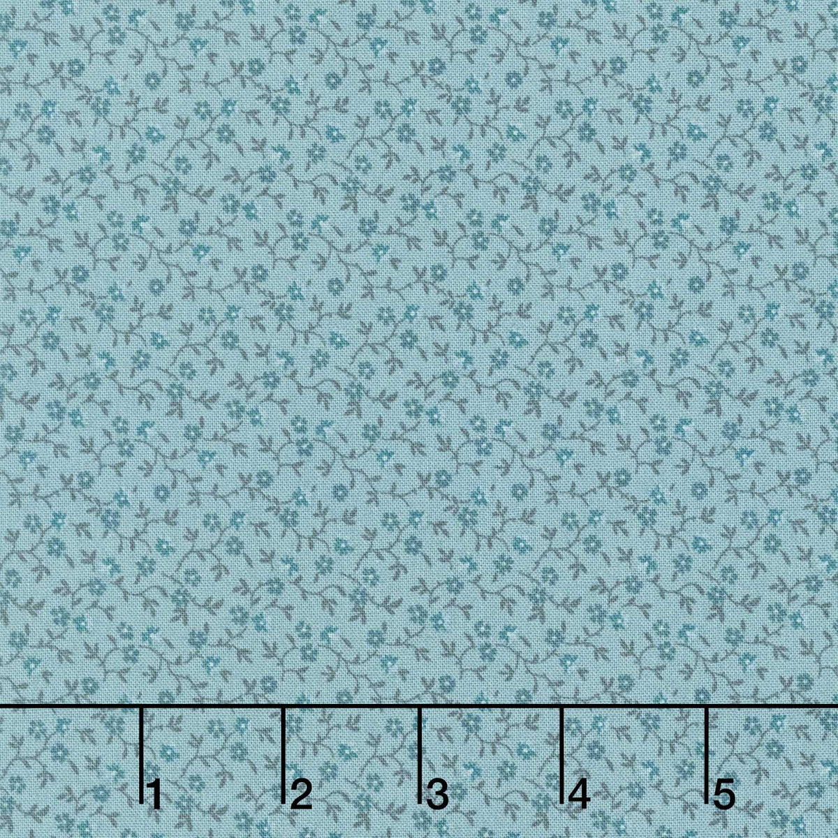 Midnight Bloom - Little Flowers Teal Blue Yardage