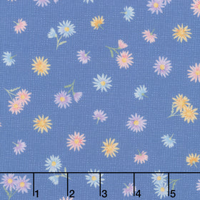 Gathering Sun - Tossed Floral Blue Yardage