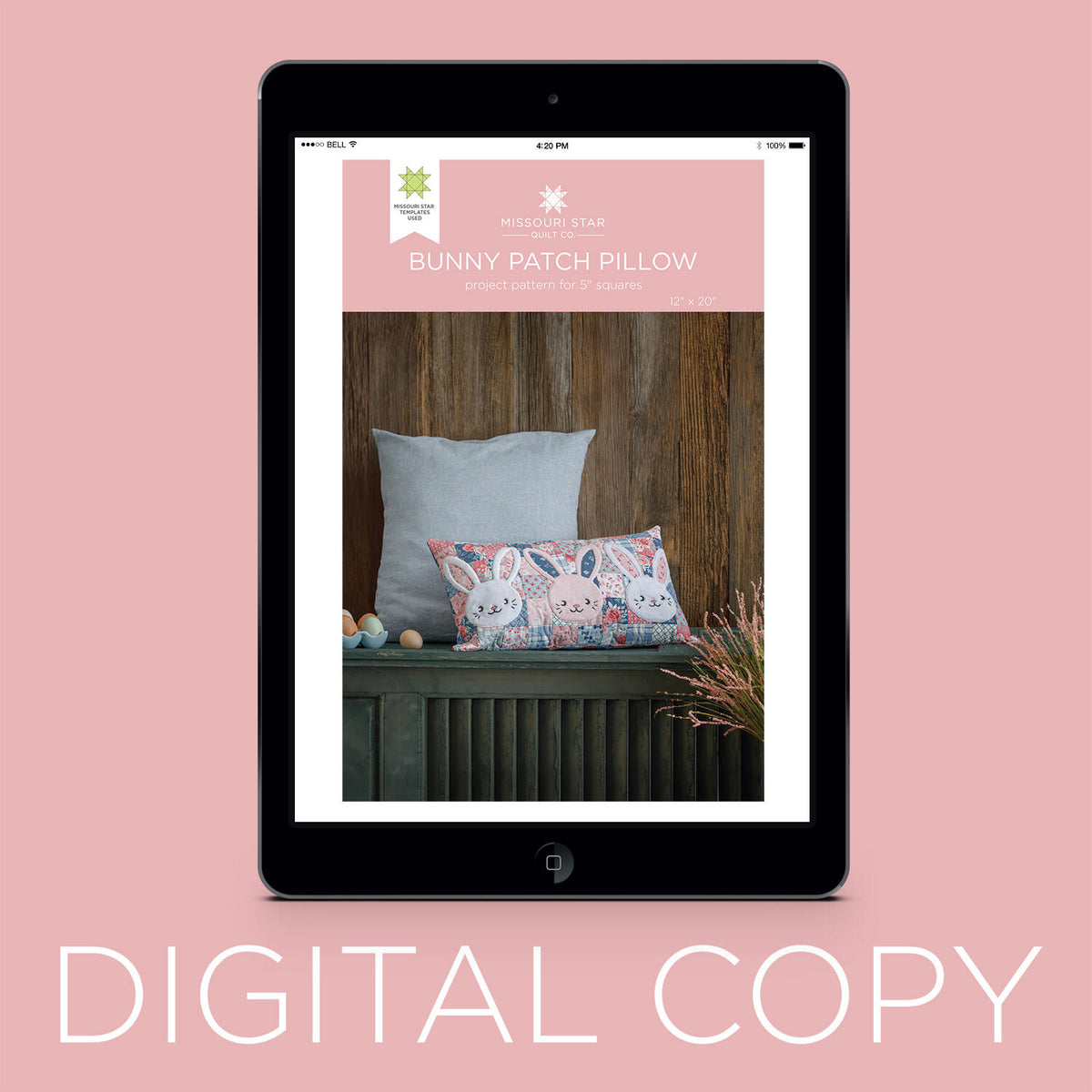 Digital Download - Bunny Patch Pillow Pattern by Missouri Star